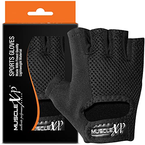 MuscleXP Gear Up Fitness Gym Gloves Heavy Duty, Velcro Wrist Closure, for Weight Training, Cycling, Unisex, Non-Slip, Breathable, Moisture Absorbing, Non-Odor Material (Black),1 Pair (Mat Black) - Image 2