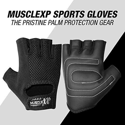 MuscleXP Gear Up Fitness Gym Gloves Heavy Duty, Velcro Wrist Closure, for Weight Training, Cycling, Unisex, Non-Slip, Breathable, Moisture Absorbing, Non-Odor Material (Black),1 Pair (Mat Black) - Image 4