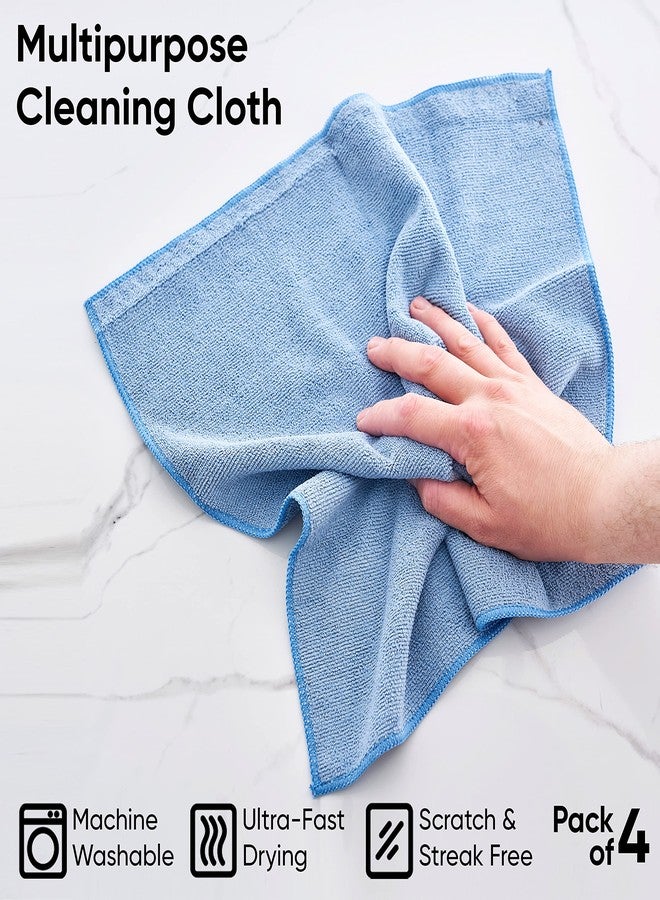 Superio Blue Microfiber Cleaning Cloth for Car, House, Bathroom, 16"x16" Miracle Cloth, Streak and Lint Free, No Detergent, All Purpose Cleaning Towel, Washable Rag (4) - Image 5