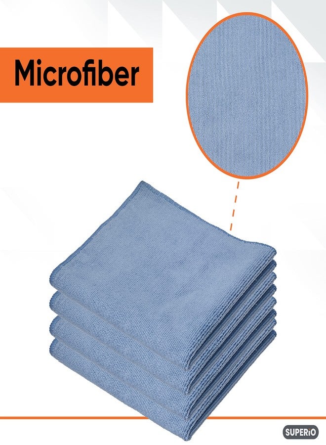 Superio Blue Microfiber Cleaning Cloth for Car, House, Bathroom, 16"x16" Miracle Cloth, Streak and Lint Free, No Detergent, All Purpose Cleaning Towel, Washable Rag (4) - Image 3