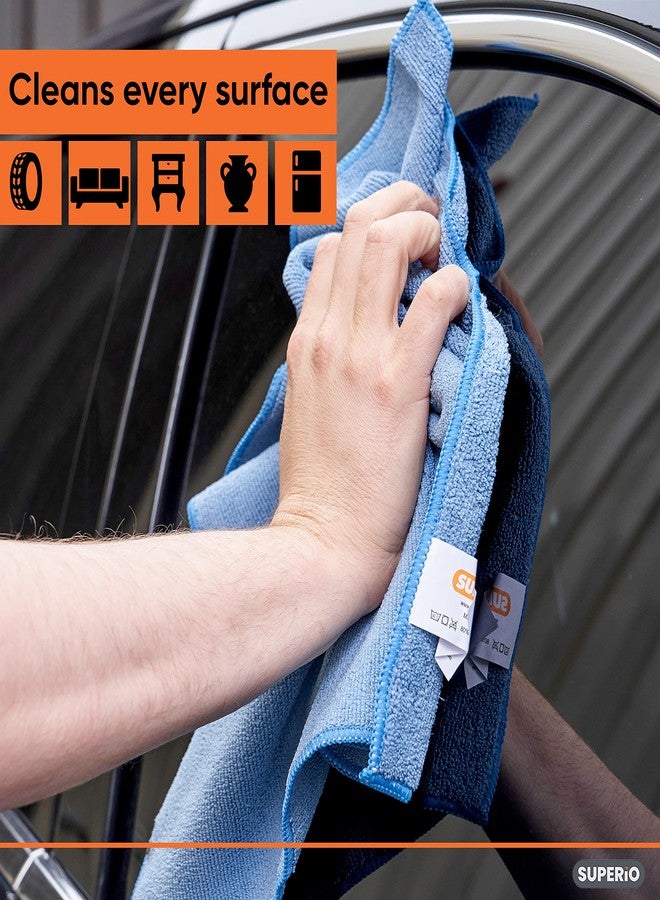 Superio Blue Microfiber Cleaning Cloth for Car, House, Bathroom, 16"x16" Miracle Cloth, Streak and Lint Free, No Detergent, All Purpose Cleaning Towel, Washable Rag (4) - Image 4