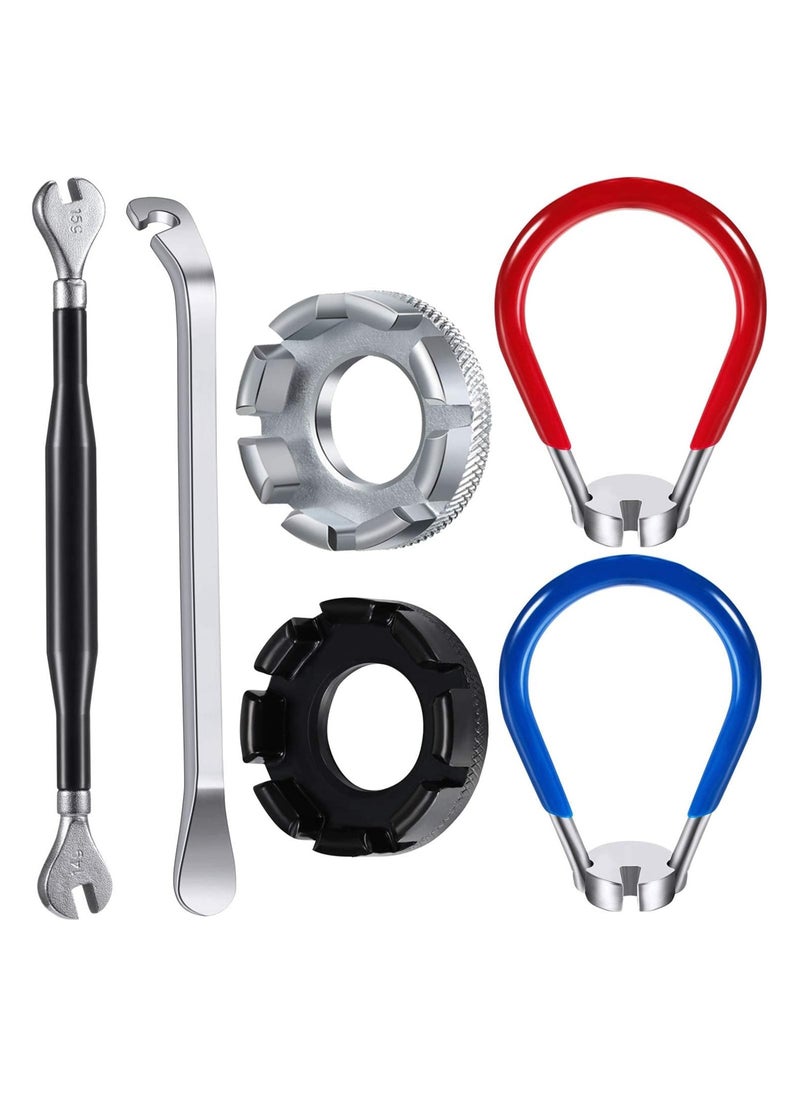Soofam Bicycle Spoke Wrench, Bike Spoke Tool, with 1 Piece Tire Lever, Bike Rim Correct Kit Cycling Pocket Tools for Bike Repair, Totally 6 Pieces Spoke Tool Kit  - Image 1