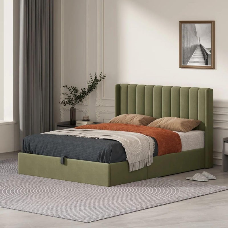 Comfynest Modern Lift Storage Platform Bed with Velvet Headboard - Image 2