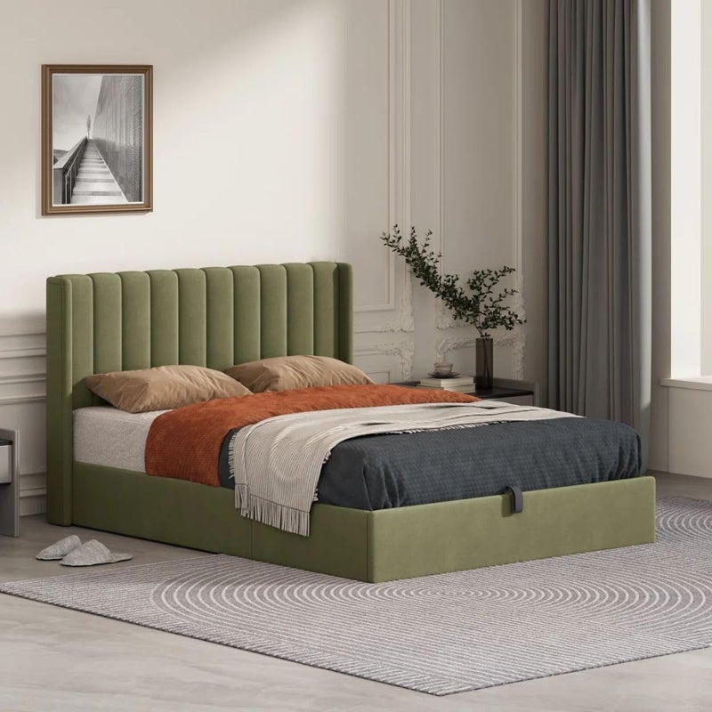 Comfynest Modern Lift Storage Platform Bed with Velvet Headboard - Image 5