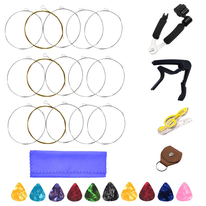 JYsun Banjo Strings 5 String Set Stainless Steel Core Copper Alloy Wound 3 Full Sets with 3 in 1 Restringing Tool Capo Picks Other Useful Tools
