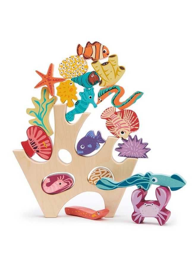 Tender Leaf Toys Stacking Coral Reef Colorful Wooden Stacking Coral Reef Toy Set Improving Balancing Activities Toy For Kids 18 Months+ - Image 1
