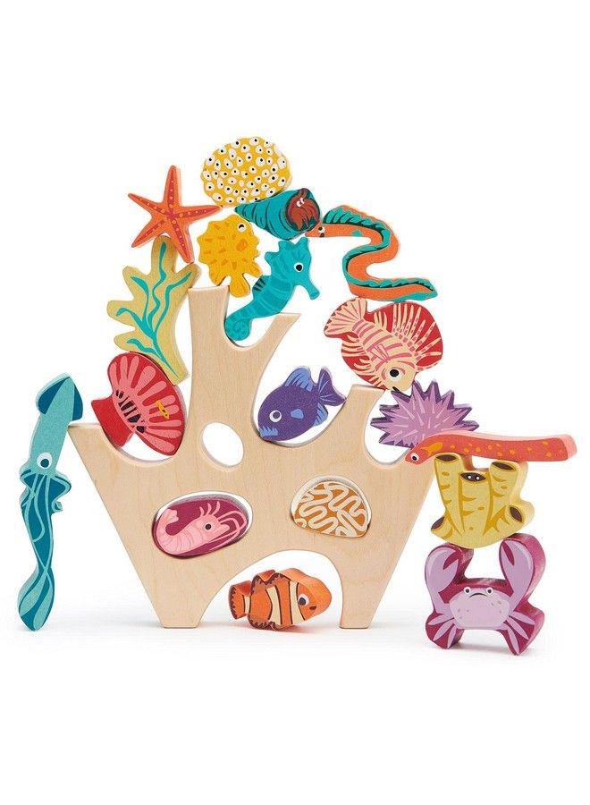 Tender Leaf Toys Stacking Coral Reef Colorful Wooden Stacking Coral Reef Toy Set Improving Balancing Activities Toy For Kids 18 Months+ - Image 4