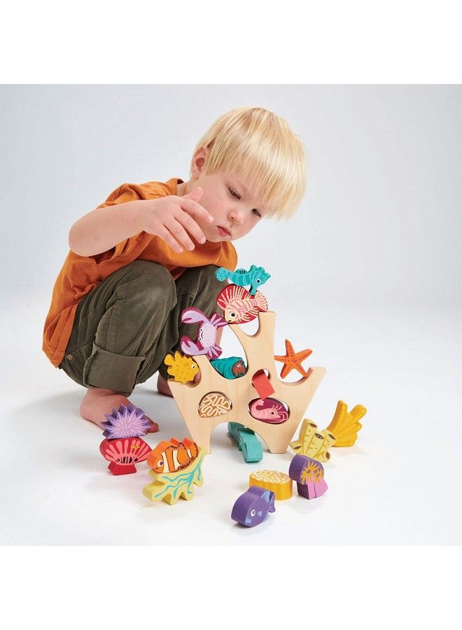 Tender Leaf Toys Stacking Coral Reef Colorful Wooden Stacking Coral Reef Toy Set Improving Balancing Activities Toy For Kids 18 Months+ - Image 5