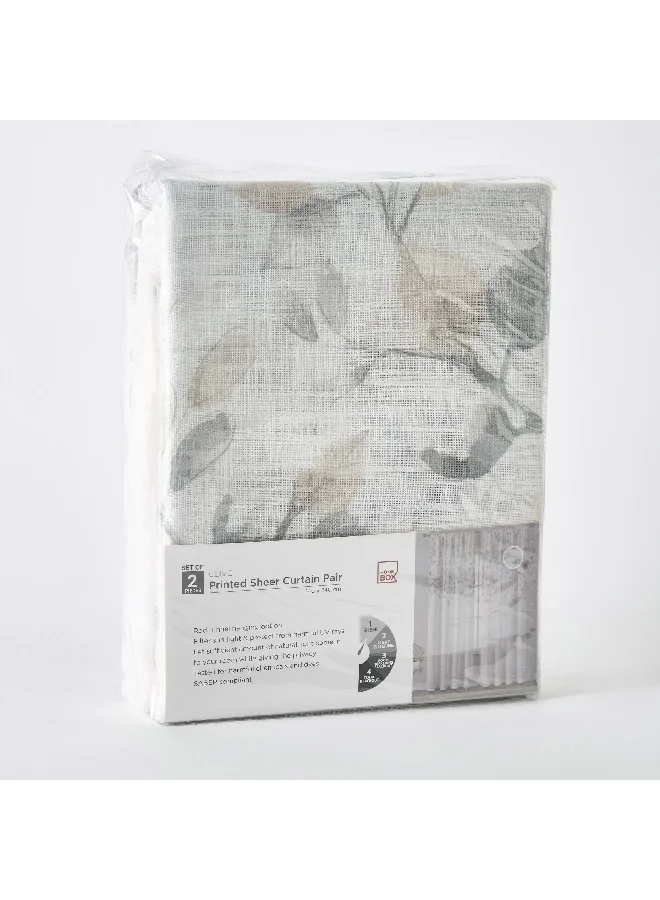 Home Box Clive 2-Piece Printed Sheer Rod Pocket Curtain Set 140 x 240 cm