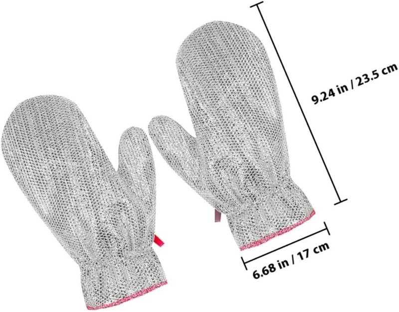 Uonlytech 4pcs Silver Wire Dishwashing Gloves, Oil-resistant Waterproof Kitchen Cleaning Mitts, Medium Size Household Cleaning Gloves for Dishwashing and Food Prep - Image 2