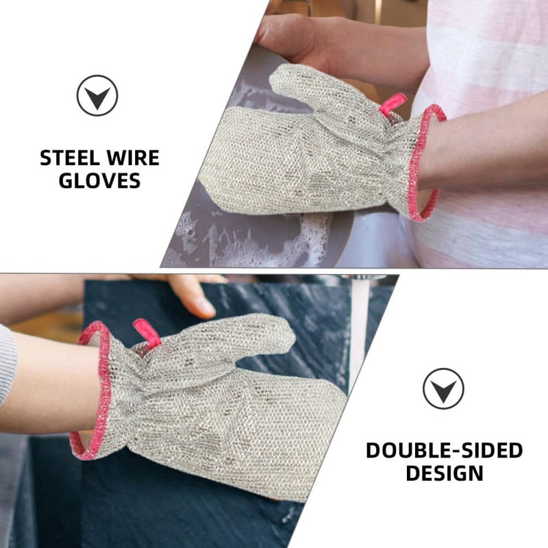 Uonlytech 4pcs Silver Wire Dishwashing Gloves, Oil-resistant Waterproof Kitchen Cleaning Mitts, Medium Size Household Cleaning Gloves for Dishwashing and Food Prep - Image 3