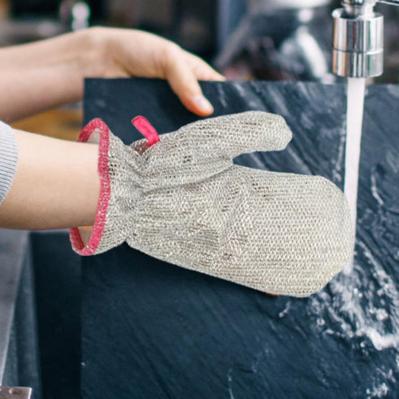 Uonlytech 4pcs Silver Wire Dishwashing Gloves, Oil-resistant Waterproof Kitchen Cleaning Mitts, Medium Size Household Cleaning Gloves for Dishwashing and Food Prep - Image 5