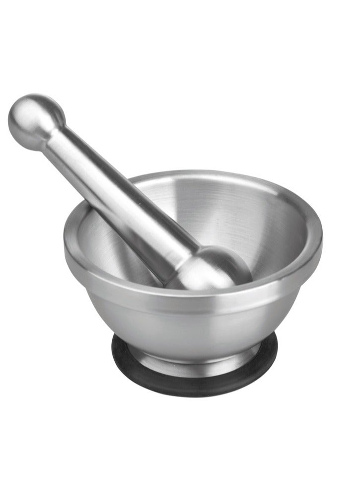 Stainless Steel Mortar and Pestle, Heavy Duty Kitchen Grinder, Spice Herb Crushing Tool, Durable Mixing Bowl for Garlic, Ginger, Nuts, Seeds, Professional Culinary Cooking, Pestle Bowl for Home and Restaurant Use