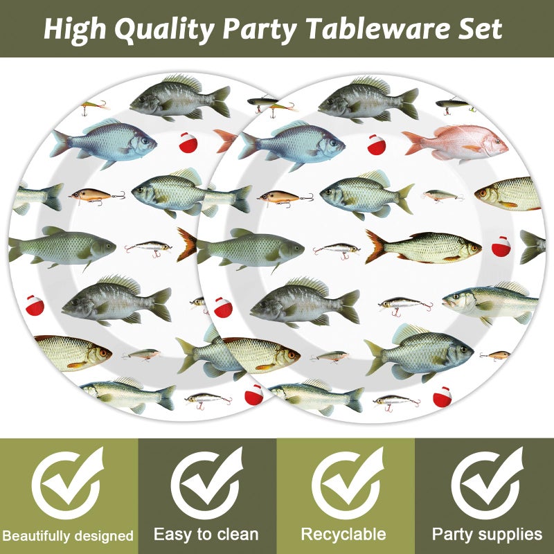 CHUNNIN 50PCS Gone Fishing Party Plates for Fishing Themed Party Decoration 7Inches Ofishally One Birthday Tableware Gone Fish Disposable Dessert Plates for Little Fisherman Birthday Supplies - Image 3