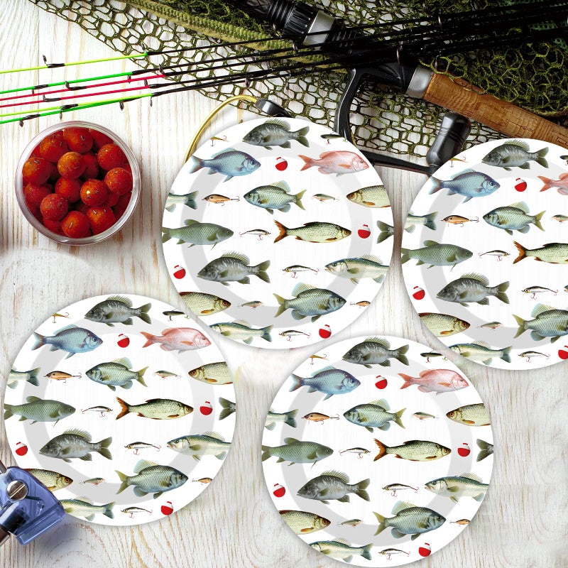 CHUNNIN 50PCS Gone Fishing Party Plates for Fishing Themed Party Decoration 7Inches Ofishally One Birthday Tableware Gone Fish Disposable Dessert Plates for Little Fisherman Birthday Supplies - Image 5