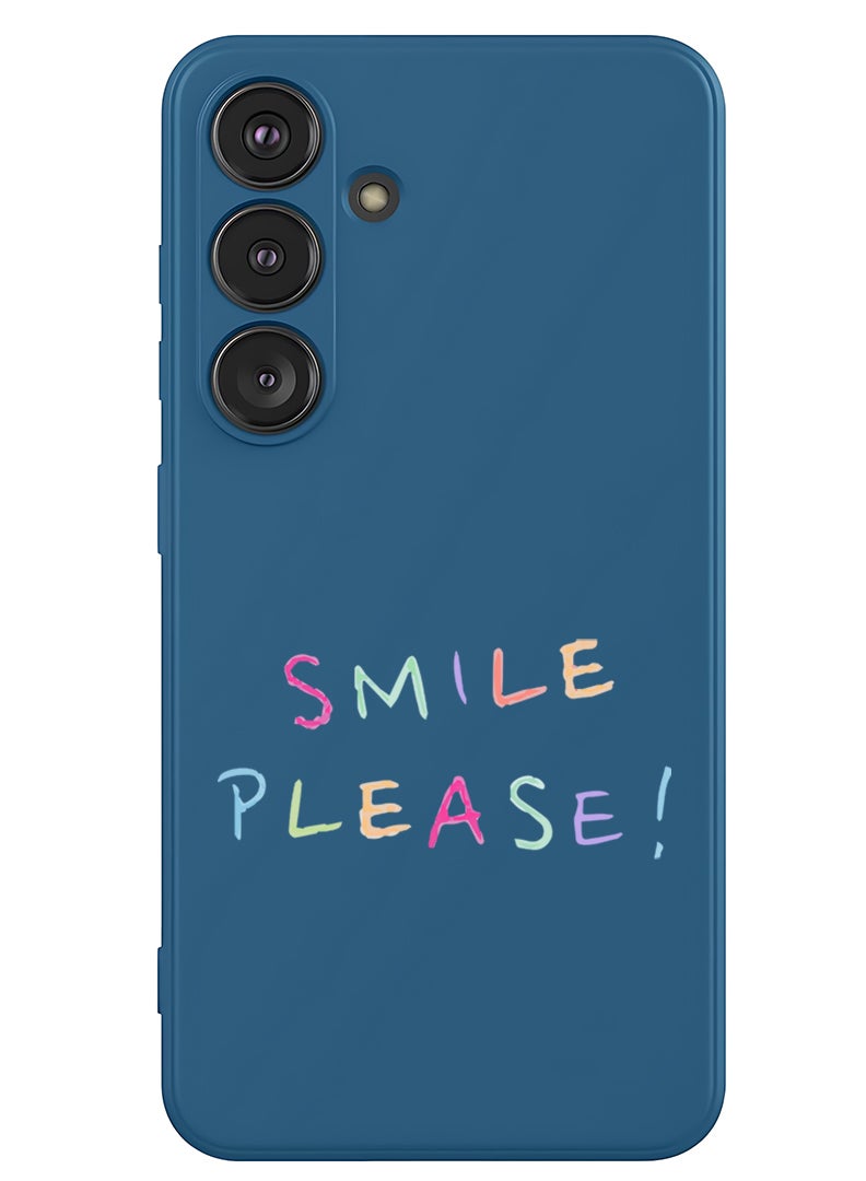 Theodor Protective Slim Fit Case Liquid Silicone Cover with Full Body Protection Anti-Scratch Shockproof Case For Samsung Galaxy S25 (Blue) - Smile please - Image 1