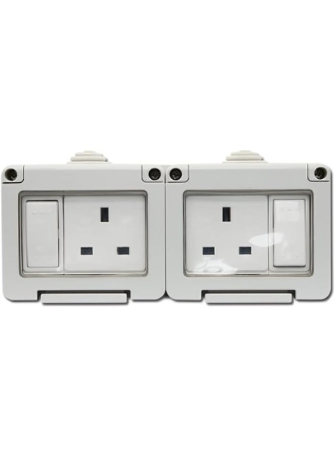 Royal Apex Outdoor Waterproof Weatherproof Switch Socket IP55 Grey (DOUBLE SOCKET UK-13A) - Image 1