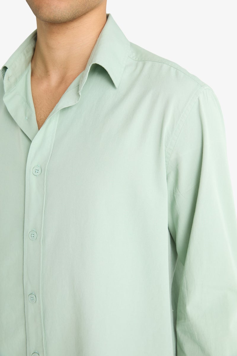 DeFacto Green Man Regular Fit Polo Neck Long Sleeve Shirt Casual - Image 5