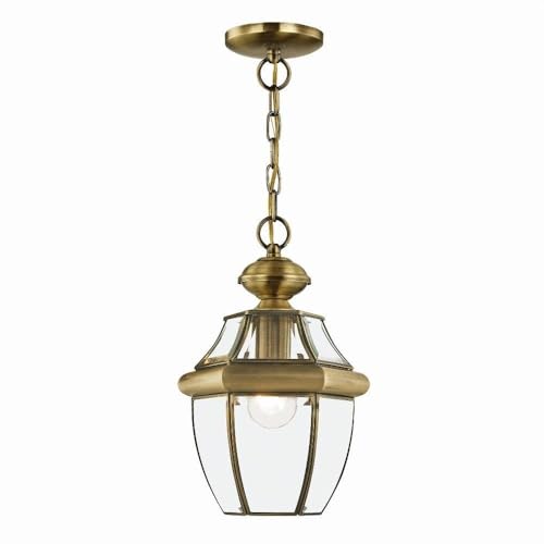 Livex Lighting 2152-01 Monterey 1-Light Outdoor Hanging Lantern, Antique Brass - Image 1