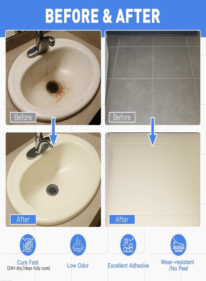 DWIL Tile Paint, Tub and Tile Refinishing Kit with Tools, Bathtub Paint Water Based &Low Odor, Easy to Use for Bathroom Kitchen, Semi-Gloss Vanilla White - Image 3