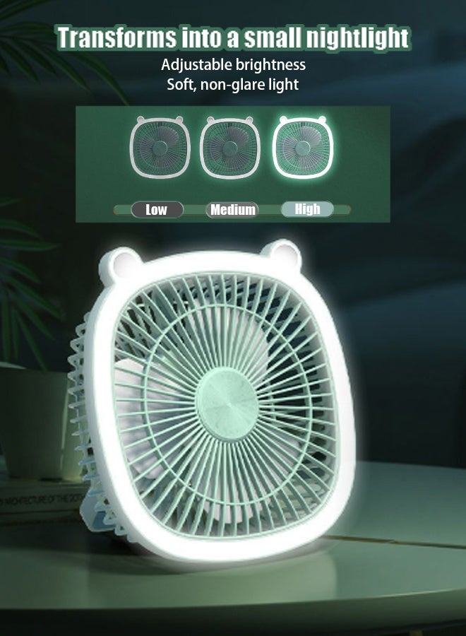 تابيت مروحة مكتبية، مروحة طاولة مزودة بإضاءة LED، مروحة تهوية صامتة بثلاث سرعات، مروحة مكتبية تعمل عبر منفذ USB، مزودة ببطارية مدمجة، مروحة شخصية للاستخدام المنزلي، غرفة النوم، المكتب (وردي) - Image 4