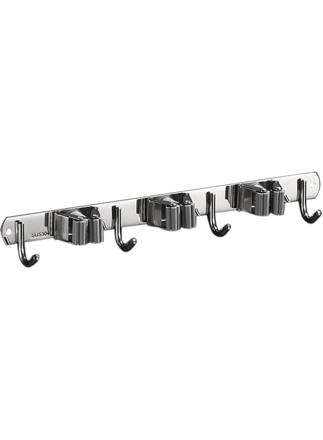 Broom and Mop Holder Wall Mount,Heavy Duty with 3 Clips 4 Hooks,Mop and Broom Storage Organizer hanger,Metal Stainless Steel Wall Mounted Organizer Tools for Garden,Bathroom,Kitchen,Office  - Image 1