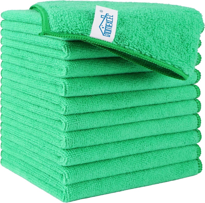 HOMEXCEL Green Microfiber Cleaning Cloth, 12 Pack Premium Microfiber Towels for Cars, Lint Free, Scratch-Free, Highly Absorbent, Reusable Cleaning Rags for Car, Household, Kitchen, Window,11.5"X11.5" - Image 1