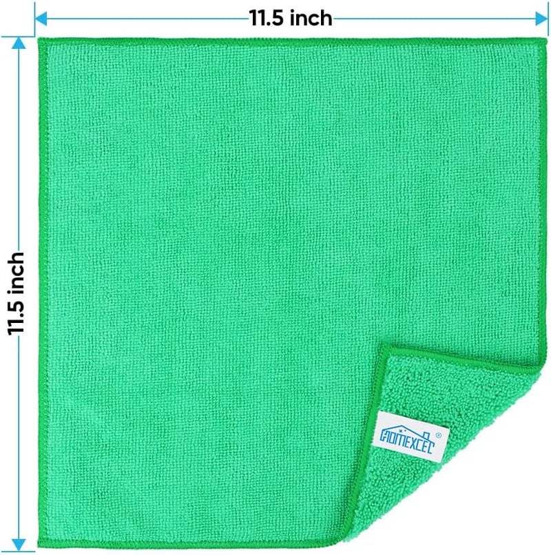 HOMEXCEL Green Microfiber Cleaning Cloth, 12 Pack Premium Microfiber Towels for Cars, Lint Free, Scratch-Free, Highly Absorbent, Reusable Cleaning Rags for Car, Household, Kitchen, Window,11.5"X11.5" - Image 2
