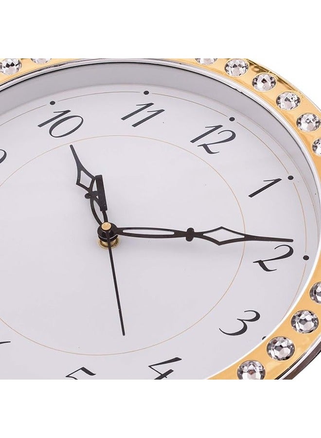 Casa Ricca CHRONIKLE Designer Round Home Decor Golden Color Diamond Style Plastic Analog Wall Clock - Image 4
