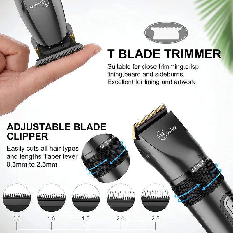 Hatteker Professional Hair Clippers and TBlade Trimmer for Men Cordless Beard Barber Clipper Haircut Grooming Kit IPX7 Waterproof - Image 4
