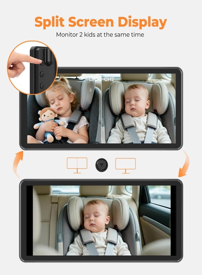 LUCKVIEW BM5PRO 7.2" 1080P HD Baby Car Camera for 2 Kids, Split Screen with IR Night Vision, Easy to Install & Adjust Brightness, Dual Car Camera Baby Monitor for Rear Seat Safety - Image 2