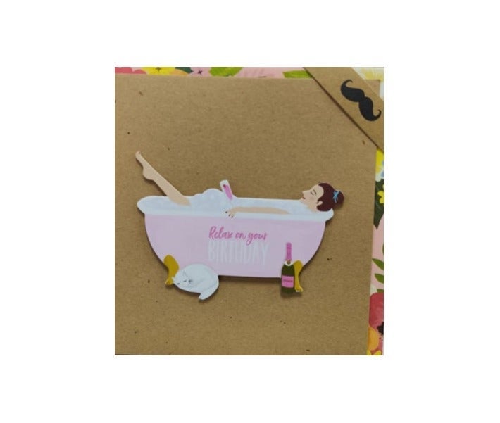 Tache Blank Greeting Card, Bathtime Girl Design, All Occasion Card - Image 1