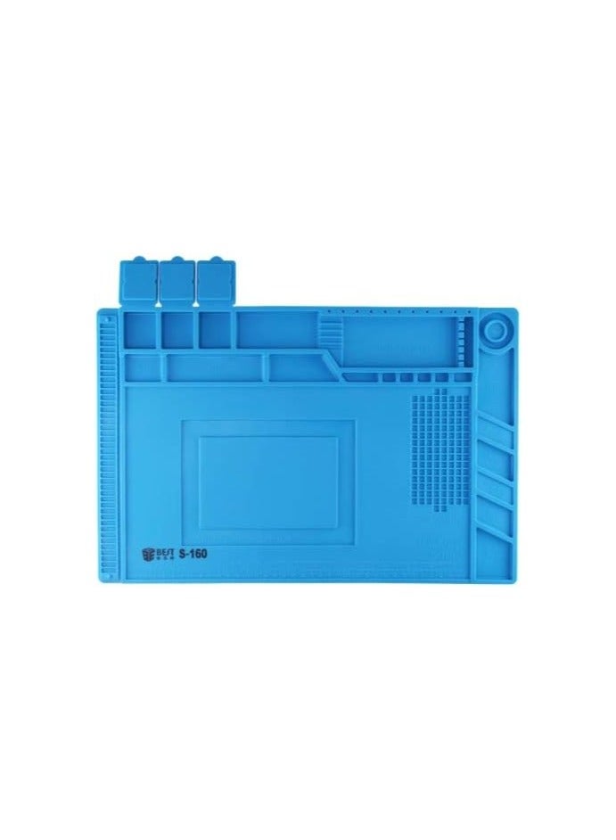 HITSAN INCORPORATION BEST-S-160 Heat Resistant BGA Soldering Station Silicone Heat Gun Desk Mat (Blue)