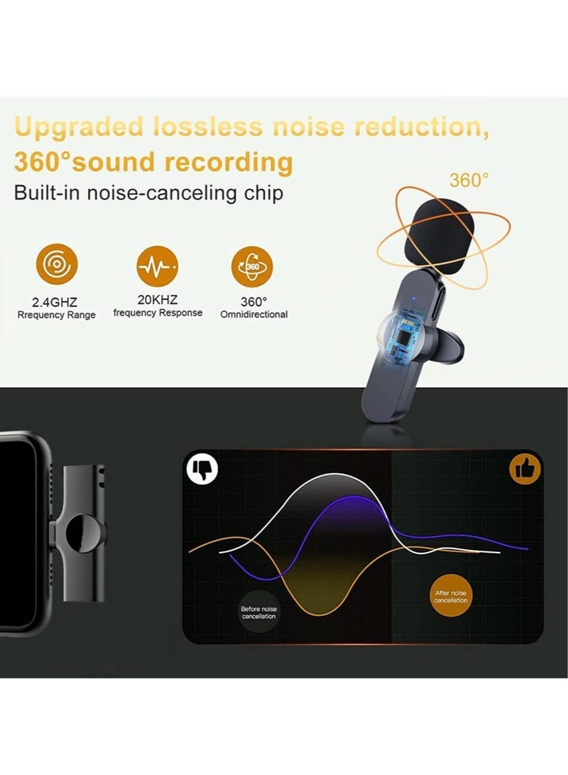 Gulf Trend Wireless Lavalier Microphone for iPhone/iPad, Mini Plug-Play Wireless Lapel Mic for Recording TikTok YouTube Live, Noise Reduction/Monitor Sound/Reverberation Microphone - Image 2