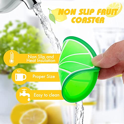 DomeStar Fruit Coaster, 7PCS 3.5" Non Slip Car Coaster Heat Insulation Colorful Unique Slice Silicone Drink Cup Mat for Drinks Prevent Furniture and Tabletop Car Decor - Image 3