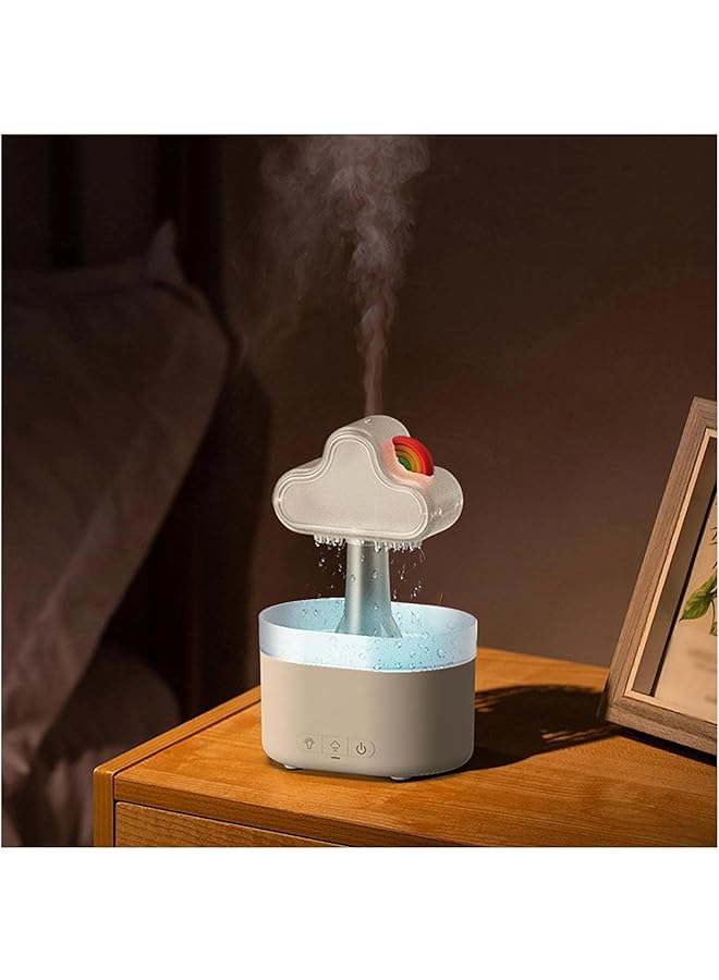 erorex Rain Cloud Humidifier With 7 Color Lights Rain Diffuser 500Ml Waterless Automatic Shutdown Rain Cloud Diffuser Rain Drop Humidifier For Sleeping And Relaxing For Home Bedroom Office Gift White - Image 1