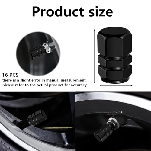 Zytiqt 16PCS Car Tyre Valve Caps, Hexagonal Design for Car Motorcycle and Bicycle, Valve Stem Caps for Protecting Tire Valves from Dust and Debris, Silver, Black, Blue, Gold - Image 2