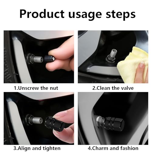 Zytiqt 16PCS Car Tyre Valve Caps, Hexagonal Design for Car Motorcycle and Bicycle, Valve Stem Caps for Protecting Tire Valves from Dust and Debris, Silver, Black, Blue, Gold - Image 3