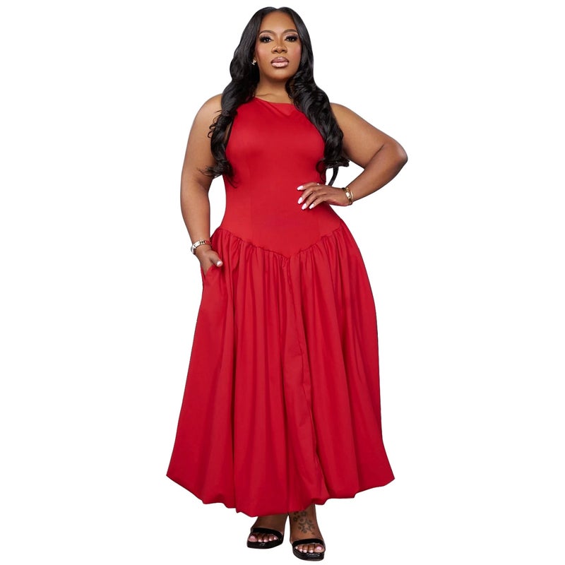 N8069 European and American Cross-border plus size Womens Clothing Amazon AliExpress New African Black Solid Color Large Dress Women Black - Image 5