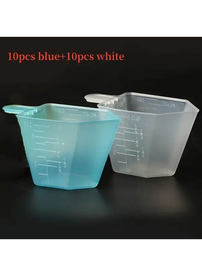 10 قطع زرقاء 10 قطع بيضاء 250 مل 8 أونصة أكواب قياس مسحوق المنظار ملعقة أداة - Image 1