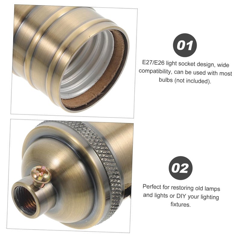 UKCOCO Vintage Light Socket Aluminum Base Lamp Holder Screw Bulb Socket Adapter for Ceiling Pendant Lighting in Dining Office Restaurant Use - Image 3