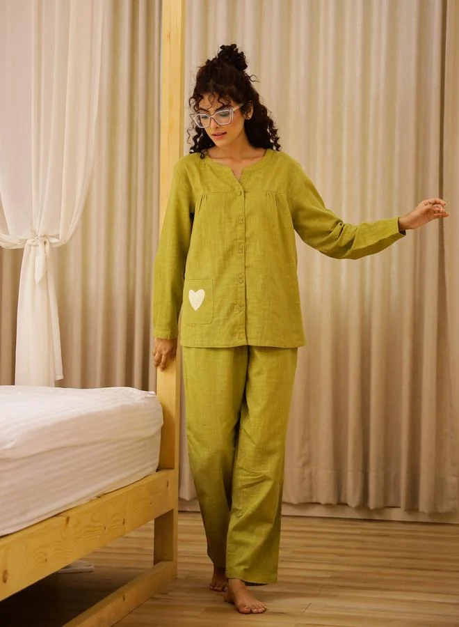 سانسكريتي هومز طقم بيجاما وقميص بأكمام طويلة من القطن الخالص من Sanskrutihomes