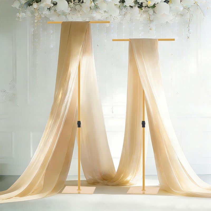 Vincidern 2pcs Adjustable Backdrop Stand for Wedding/Party, Heavy Duty Metal Backdrop Stand for Birthday Party, Baby Shower, Events Decorations, Gold (2.6FT to 8FT Adjustable Height) - Image 1
