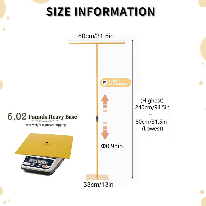 Vincidern 2pcs Adjustable Backdrop Stand for Wedding/Party, Heavy Duty Metal Backdrop Stand for Birthday Party, Baby Shower, Events Decorations, Gold (2.6FT to 8FT Adjustable Height) - Image 3