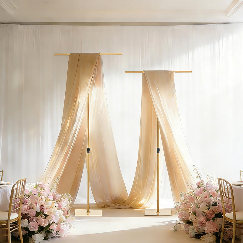 Vincidern 2pcs Adjustable Backdrop Stand for Wedding/Party, Heavy Duty Metal Backdrop Stand for Birthday Party, Baby Shower, Events Decorations, Gold (2.6FT to 8FT Adjustable Height) - Image 2
