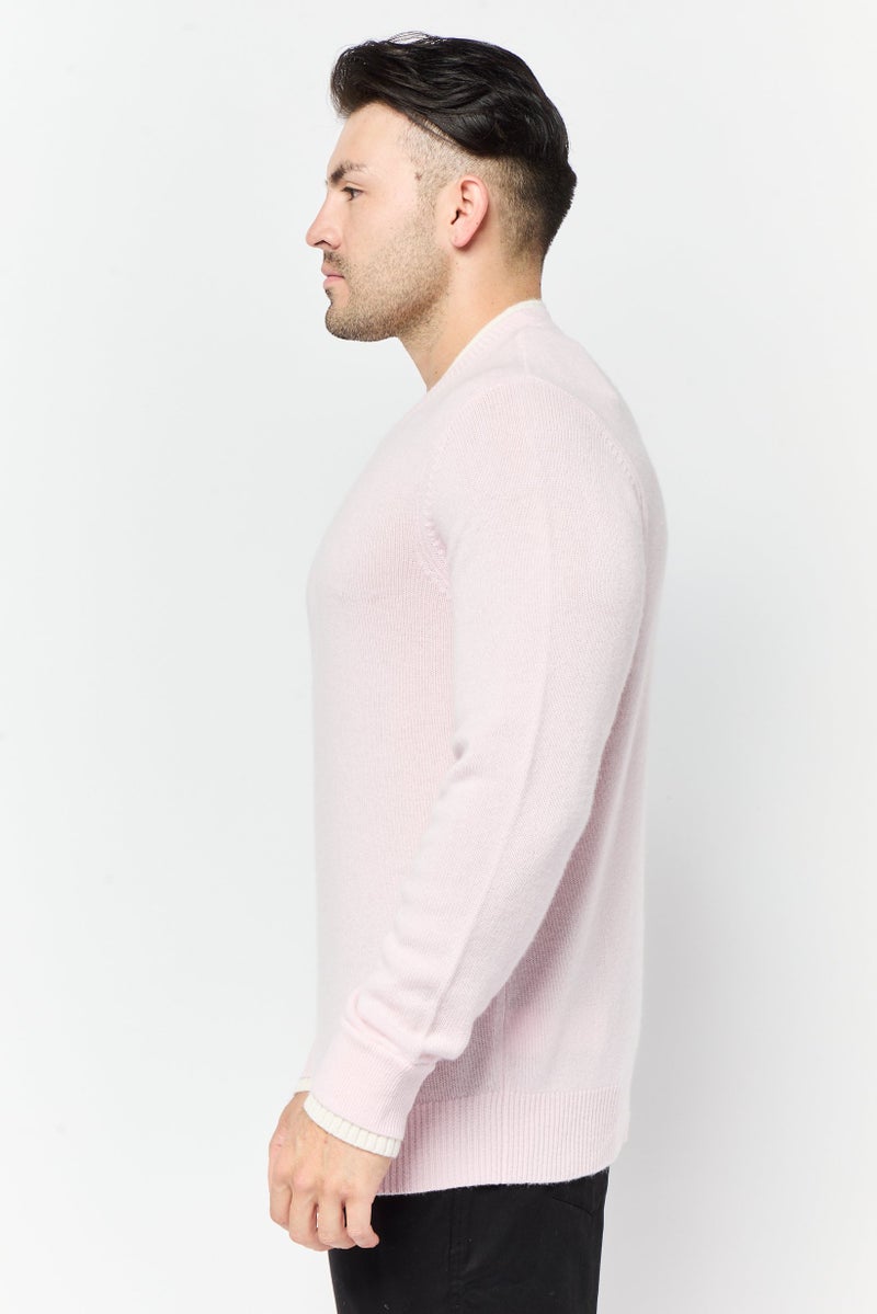 ESPRIT Men Crew Neck Knitted Sweater, Pink - Image 3