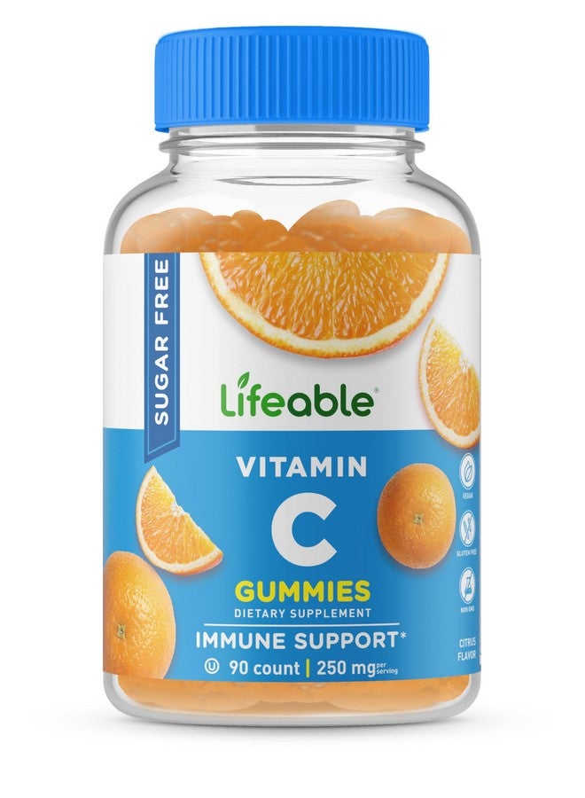 Lifeable Sugar Free Vitamin C - 250 mg - Great Tasting Natural Flavor Gummy Supplement - Vegetarian GMO-Free Chewable Vitamins - for Immune Support - for Adults - 90 Gummies - Image 1
