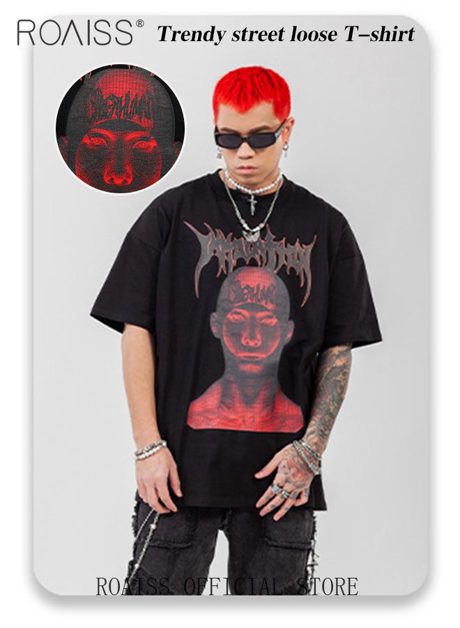 roaiss Graphic T-Shirt Streetwear Design Punk Men Print Tee - Image 1