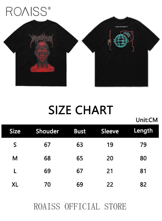 roaiss Graphic T-Shirt Streetwear Design Punk Men Print Tee - Image 2