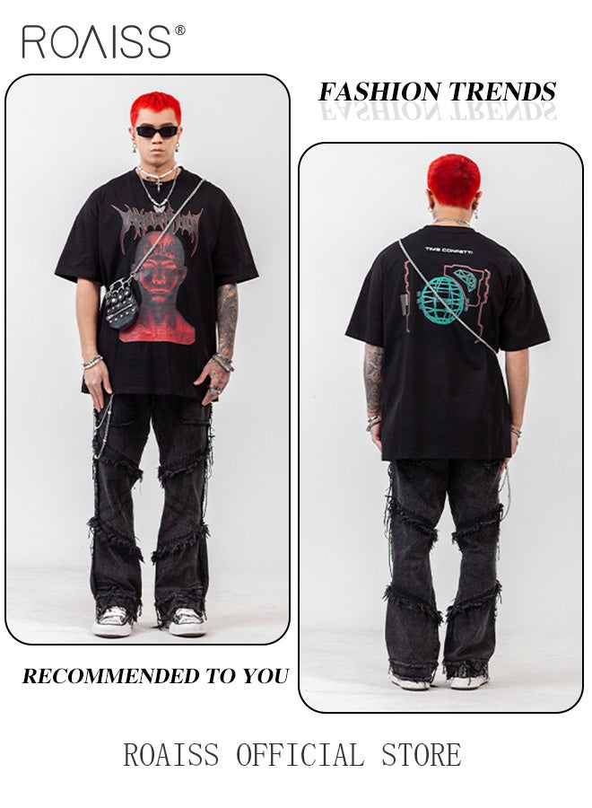 roaiss Graphic T-Shirt Streetwear Design Punk Men Print Tee - Image 5
